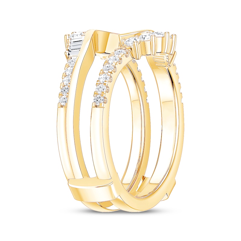 Main Image 2 of Now + Forever Baguette & Round-Cut Diamond Asymmetric Curve Enhancer Ring 1/2 ct tw 14K Yellow Gold