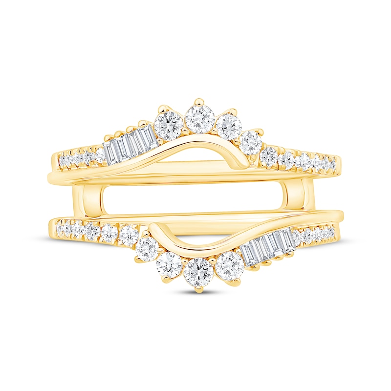 Main Image 3 of Now + Forever Baguette & Round-Cut Diamond Asymmetric Curve Enhancer Ring 1/2 ct tw 14K Yellow Gold