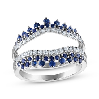 Now + Forever Diamond & Blue Sapphire Tiara Enhancer Ring 1/3 ct tw 14K White Gold