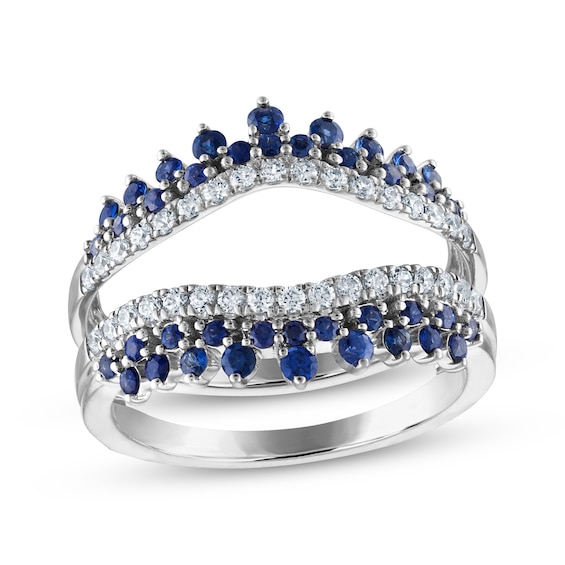 Now + Forever Diamond & Blue Sapphire Tiara Enhancer Ring 1/3 ct tw 14K White Gold