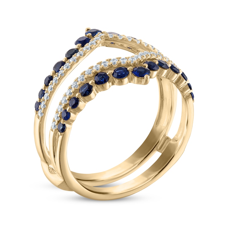 Main Image 2 of Now + Forever Diamond & Blue Sapphire Chevron Enhancer Ring 1/4 ct tw 14K Yellow Gold