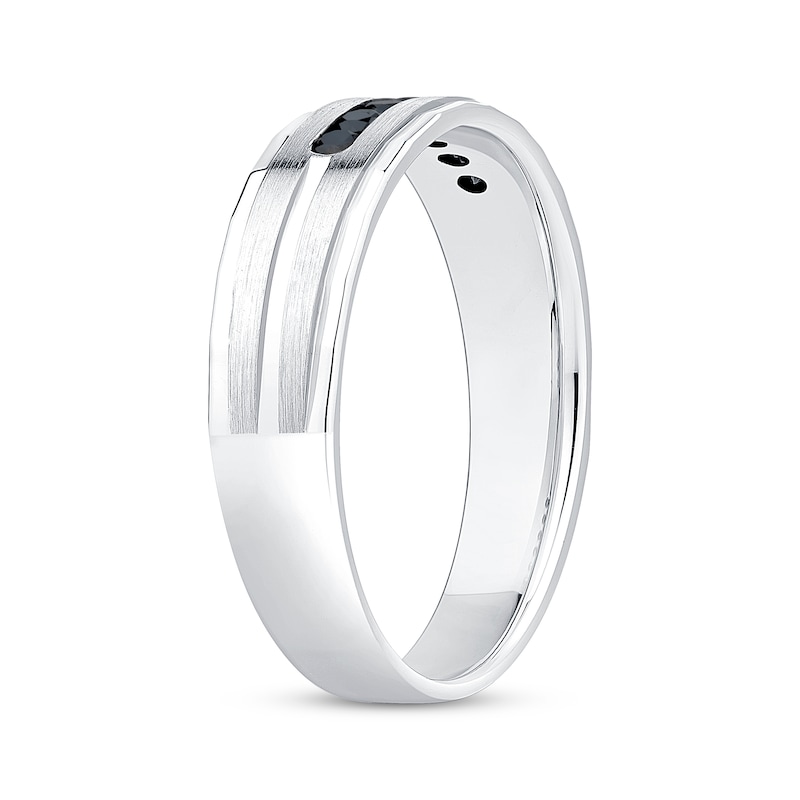 Main Image 2 of Now + Forever Men's Black Diamond Brushed Wedding Band 1/4 ct tw 10K White Gold