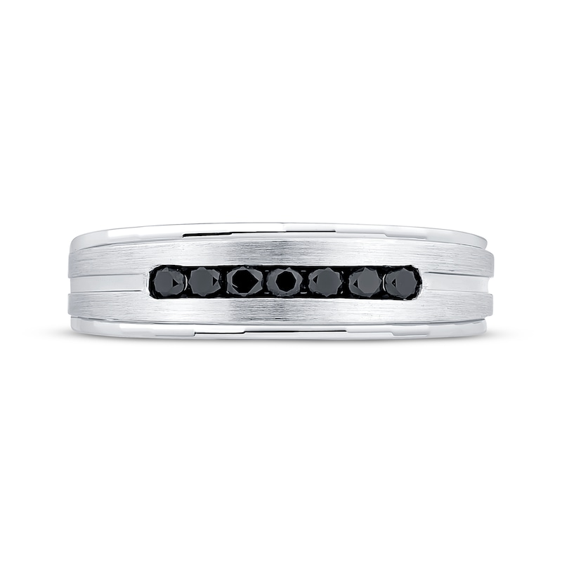 Main Image 3 of Now + Forever Men's Black Diamond Brushed Wedding Band 1/4 ct tw 10K White Gold