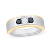 Thumbnail Image 1 of Now + Forever Men's White & Black Diamond Three-Stone Wedding Band 1/2 ct tw 10K Two-Tone Gold