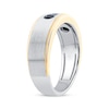 Thumbnail Image 2 of Now + Forever Men's White & Black Diamond Three-Stone Wedding Band 1/2 ct tw 10K Two-Tone Gold