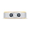Thumbnail Image 3 of Now + Forever Men's White & Black Diamond Three-Stone Wedding Band 1/2 ct tw 10K Two-Tone Gold