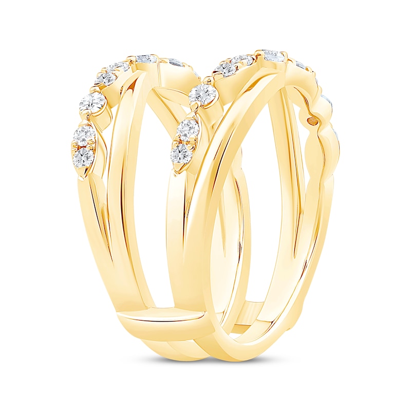 Main Image 2 of Now + Forever Diamond Crossover Enhancer Ring 1/2 ct tw 14K Yellow Gold