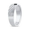 Thumbnail Image 2 of Now + Forever Men's Black Diamond Diagonal Groove Wedding Band 1/3 ct tw 10K White Gold