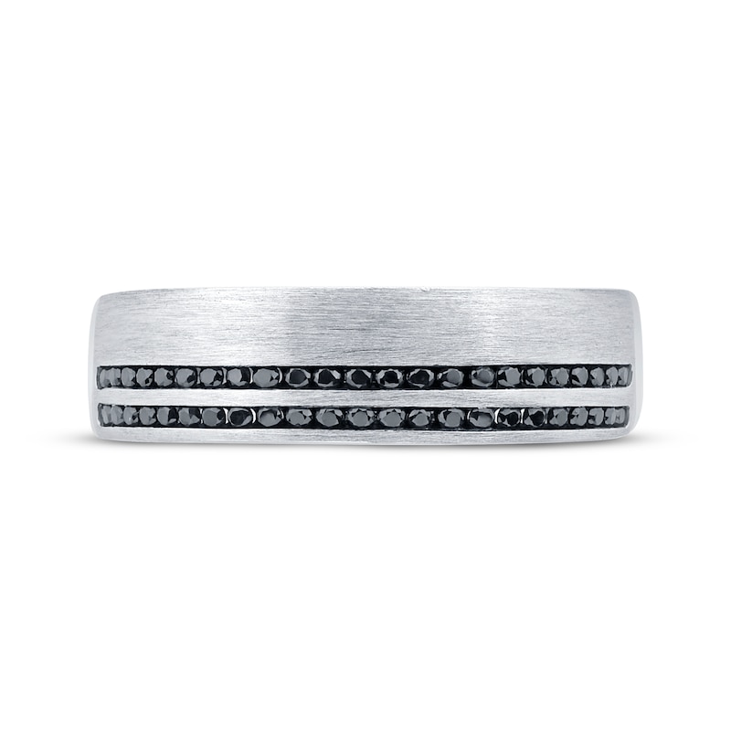 Main Image 3 of Now + Forever Men's Black Diamond Two-Row Wedding Band 1/3 ct tw 10K White Gold