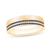 Thumbnail Image 1 of Now + Forever Men's Black Diamond Two-Row Wedding Band 1/3 ct tw 10K Yellow Gold