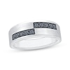 Thumbnail Image 1 of Now + Forever Men's Black Diamond Asymmetric Row Wedding Band 1/3 ct tw 10K White Gold