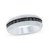 Thumbnail Image 1 of Now + Forever Men's Black Diamond Milgrain & Diamond-Cut Wedding Band 1 ct tw 10K White Gold