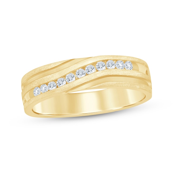 Now + Forever Men's Diamond Wave Wedding Band 1/4 ct tw 10K Gold