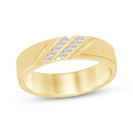 Now + Forever Men's Diamond Diagonal Double-Row Wedding Band 1/10 ct tw 10K Yellow Gold