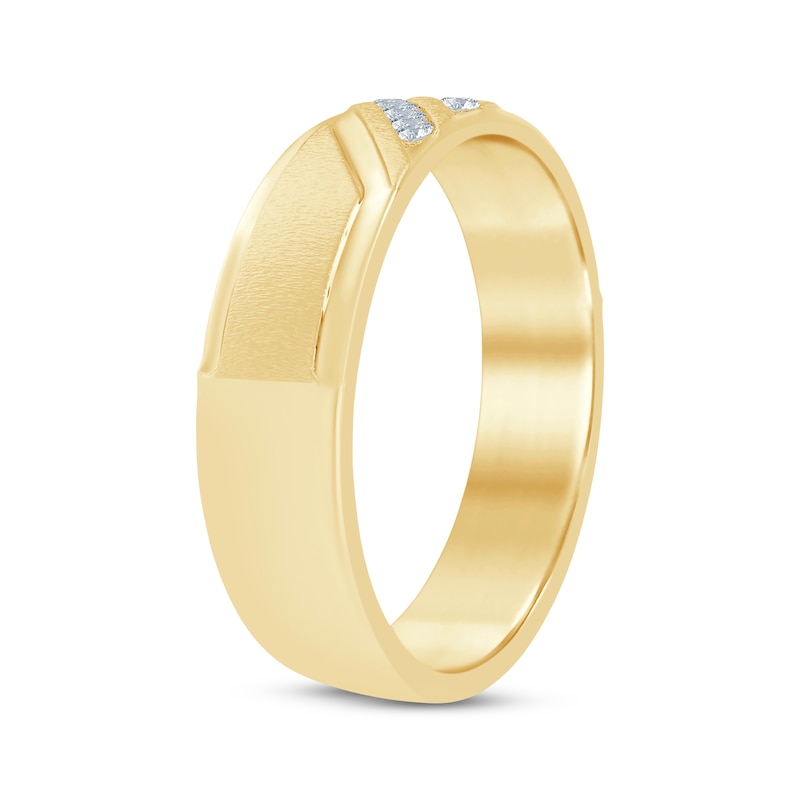Main Image 2 of Now + Forever Men's Diamond Diagonal Double-Row Wedding Band 1/10 ct tw 10K Yellow Gold