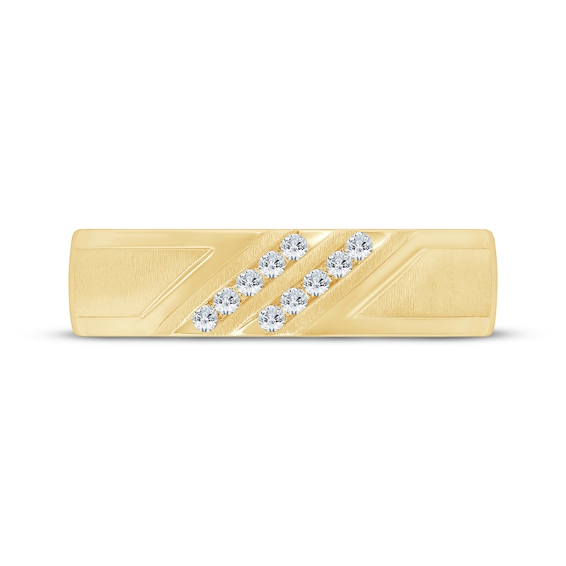 Main Image 3 of Now + Forever Men's Diamond Diagonal Double-Row Wedding Band 1/10 ct tw 10K Yellow Gold