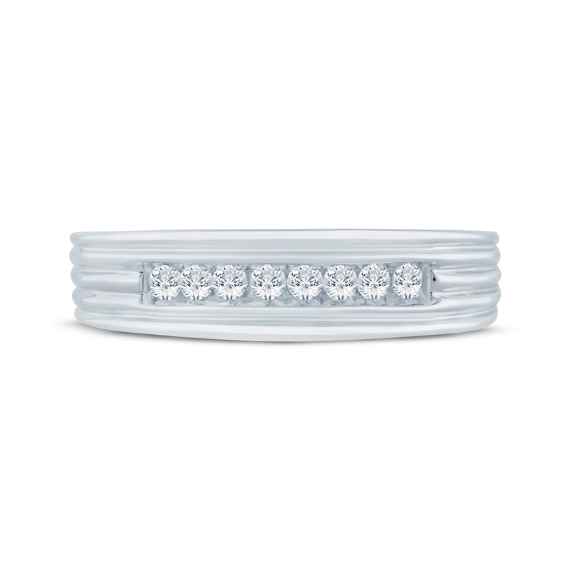 Main Image 3 of Now + Forever Men's Diamond Grooved Wedding Band 1/4 ct tw 10K White Gold