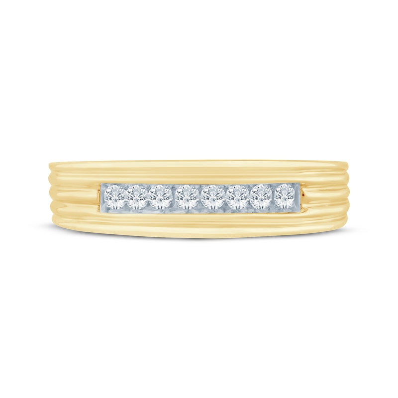 Main Image 3 of Now + Forever Men's Diamond Grooved Wedding Band 1/4 ct tw 10K Yellow Gold