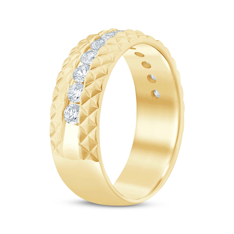 Main Image 2 of Now + Forever Men's Diamond Pyramid Edge Wedding Band 1 ct tw 10K Yellow Gold