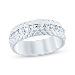 Now + Forever Men's Diamond Pyramid Edge Wedding Band 1 ct tw 10K White Gold