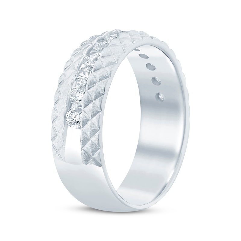 Main Image 2 of Now + Forever Men's Diamond Pyramid Edge Wedding Band 1 ct tw 10K White Gold