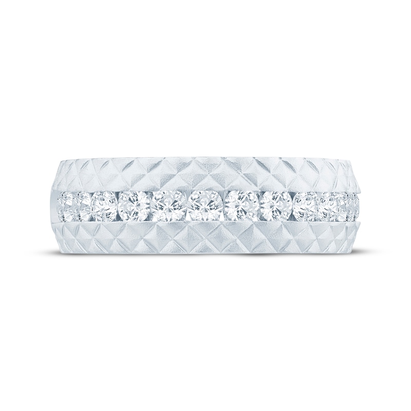 Main Image 3 of Now + Forever Men's Diamond Pyramid Edge Wedding Band 1 ct tw 10K White Gold