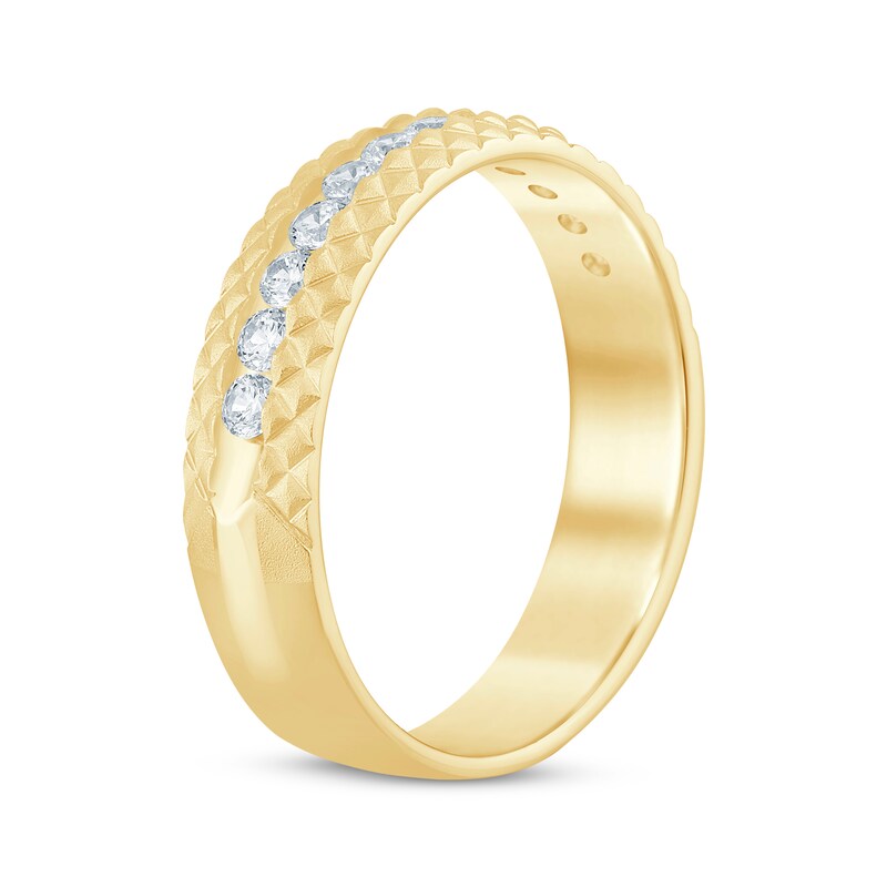 Main Image 2 of Now + Forever Men's Diamond Pyramid Edge Wedding Band 1/2 ct tw 10K Yellow Gold