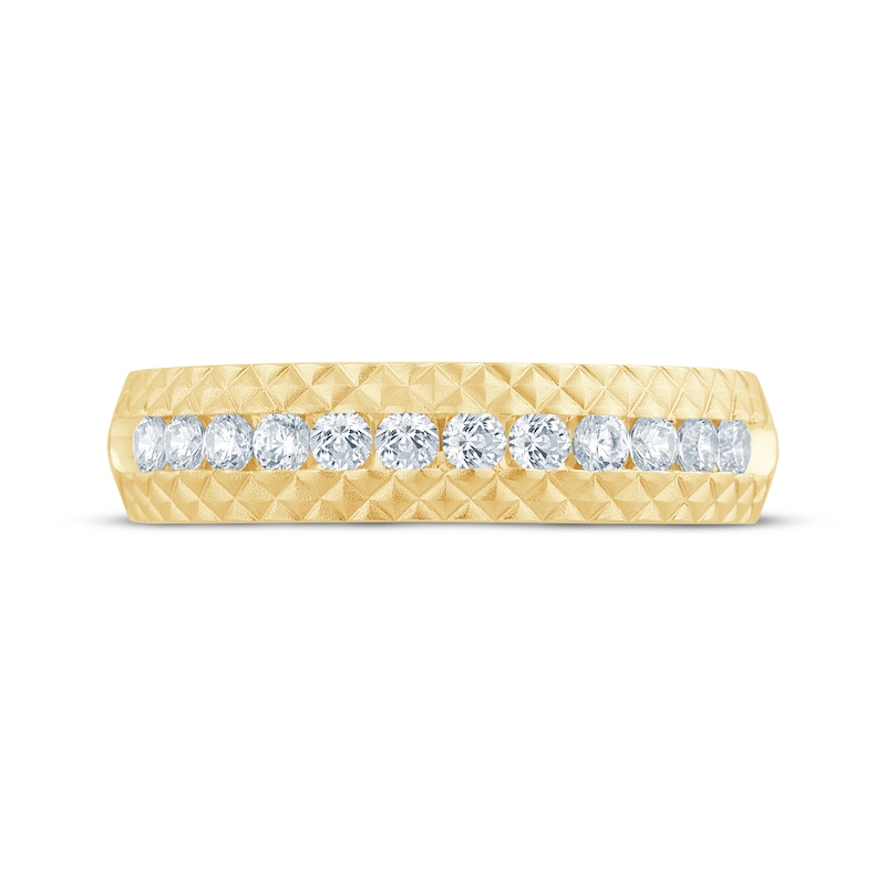 Main Image 3 of Now + Forever Men's Diamond Pyramid Edge Wedding Band 1/2 ct tw 10K Yellow Gold