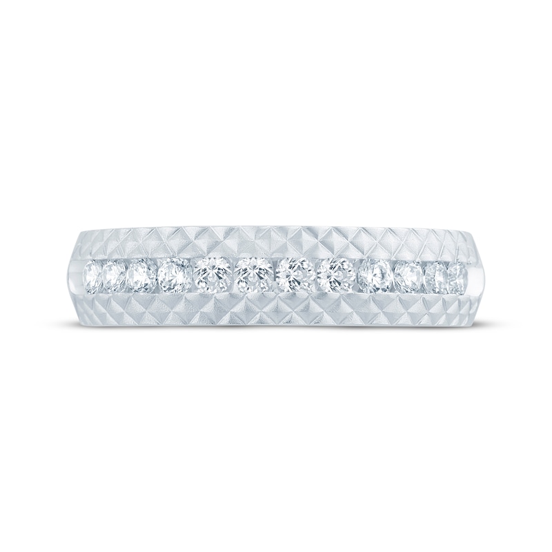 Main Image 3 of Now + Forever Men's Diamond Pyramid Edge Wedding Band 1/2 ct tw 10K White Gold