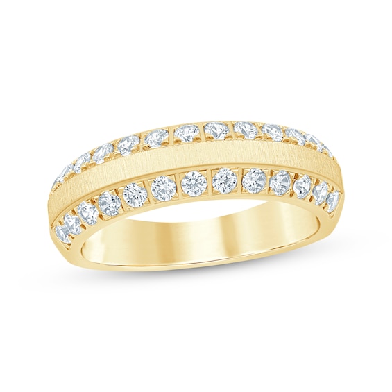 Now + Forever Men's Diamond Two-Row Beveled Wedding Band 1 ct tw 10K Yellow Gold
