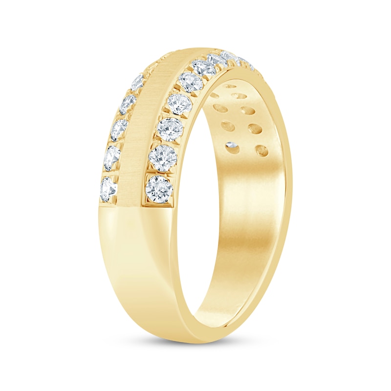 Main Image 2 of Now + Forever Men's Diamond Two-Row Beveled Wedding Band 1 ct tw 10K Yellow Gold