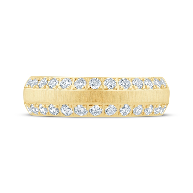 Main Image 3 of Now + Forever Men's Diamond Two-Row Beveled Wedding Band 1 ct tw 10K Yellow Gold