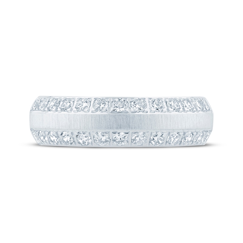 Main Image 3 of Now + Forever Men's Diamond Two-Row Beveled Wedding Band 1 ct tw 10K White Gold