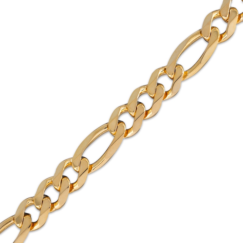 Main Image 2 of Diamond-Cut Figaro Chain Bracelet 7.8mm Solid 10K Yellow Gold 8.5&quot;