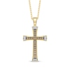 Thumbnail Image 1 of Men's Brown & White Diamond Cross Necklace 1/2 ct tw 10K Yellow Gold 22&quot;