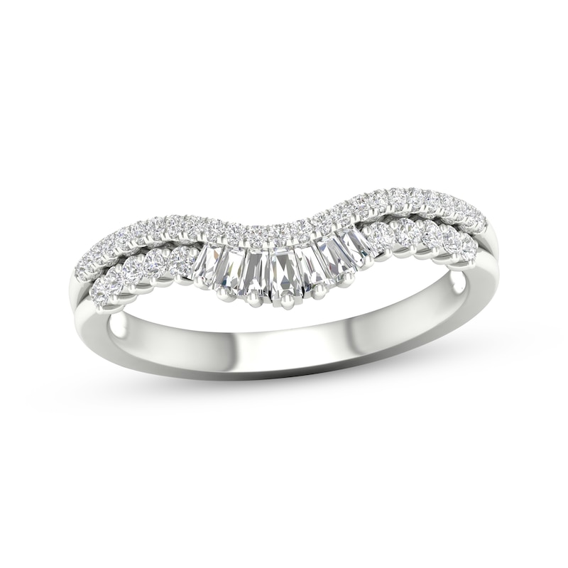 Main Image 1 of Now + Forever Baguette & Round-Cut Diamond Contour Anniversary Ring 1/3 ct tw 14K White Gold