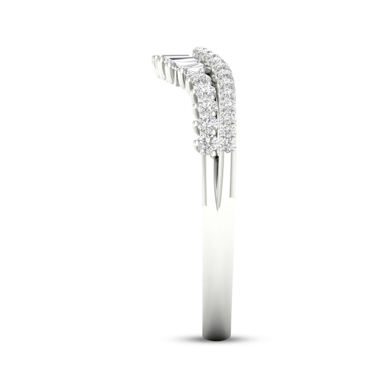 Main Image 3 of Now + Forever Baguette & Round-Cut Diamond Contour Anniversary Ring 1/3 ct tw 14K White Gold