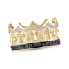 Thumbnail Image 0 of Men's Black & White Diamond Crown Diamond-Cut Ring 1/2 ct tw 10K Yellow Gold
