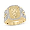 Thumbnail Image 1 of Men's White & Black Diamond Faith Signet Ring 1/2 ct tw 10K Yellow Gold