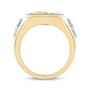 Thumbnail Image 2 of Men's Black & White Diamond Saint Michael Signet Ring 1/3 ct tw 10K Yellow Gold