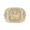 Thumbnail Image 3 of Men's Black & White Diamond Saint Michael Signet Ring 1/3 ct tw 10K Yellow Gold