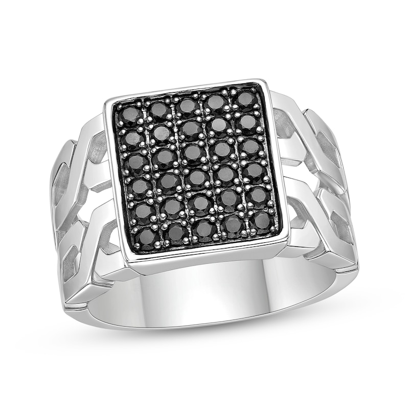 Main Image 1 of Men's Black Spinel Multi-Stone Ring Sterling Silver