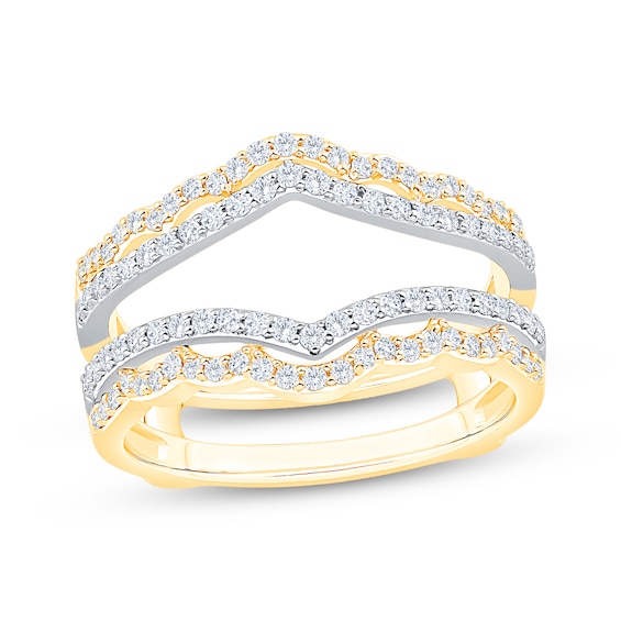 Now + Forever Diamond Scallop Enhancer Ring 1/2 ct tw 14K Two-Tone Gold