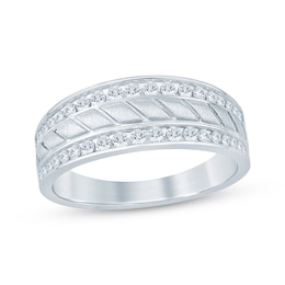 Now + Forever Men's Diamond Wedding Band 1/2 ct tw 10K White Gold