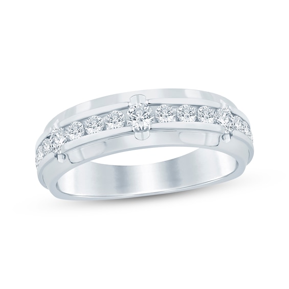 Now + Forever Men's Diamond Channel Wedding Band 1 ct tw 10K White Gold