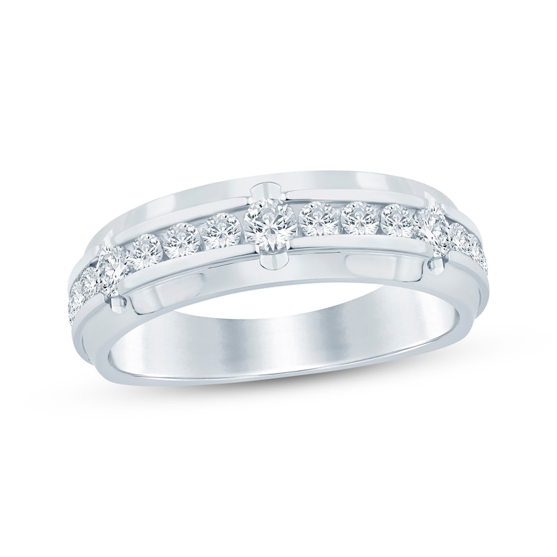 Main Image 1 of Now + Forever Men's Diamond Channel Wedding Band 1 ct tw 10K White Gold