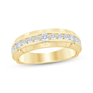 Now + Forever Men's Diamond Channel Wedding Band 1 ct tw 10K Yellow Gold