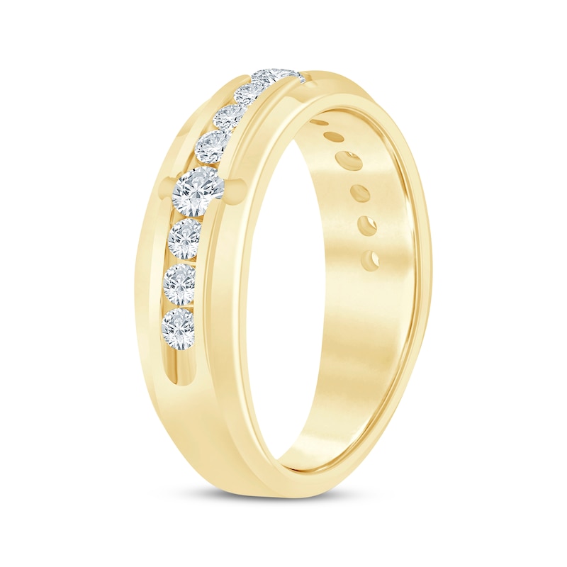 Main Image 2 of Now + Forever Men's Diamond Channel Wedding Band 1 ct tw 10K Yellow Gold
