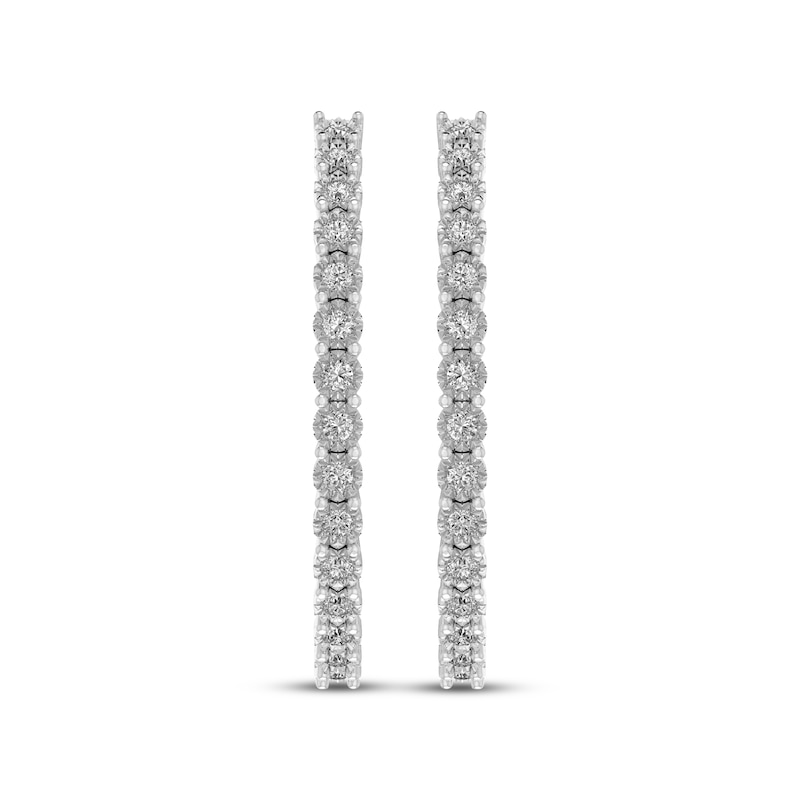 Main Image 2 of Diamond Hoop Earrings 1 ct tw Sterling Silver