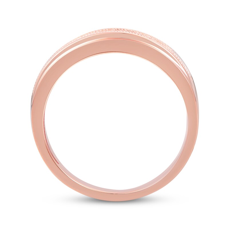 Main Image 3 of Now + Forever Men's Diamond Milgrain Wedding Band 1/10 ct tw 10K Rose Gold